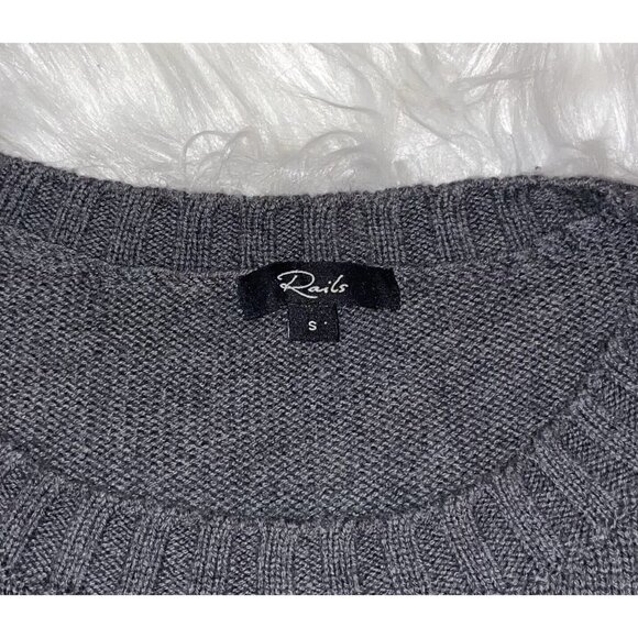 Rails Perci Jungle Cat Cotton Cashmere Ash Gray Crewneck Knit Sweater Womens S - Picture 3 of 6